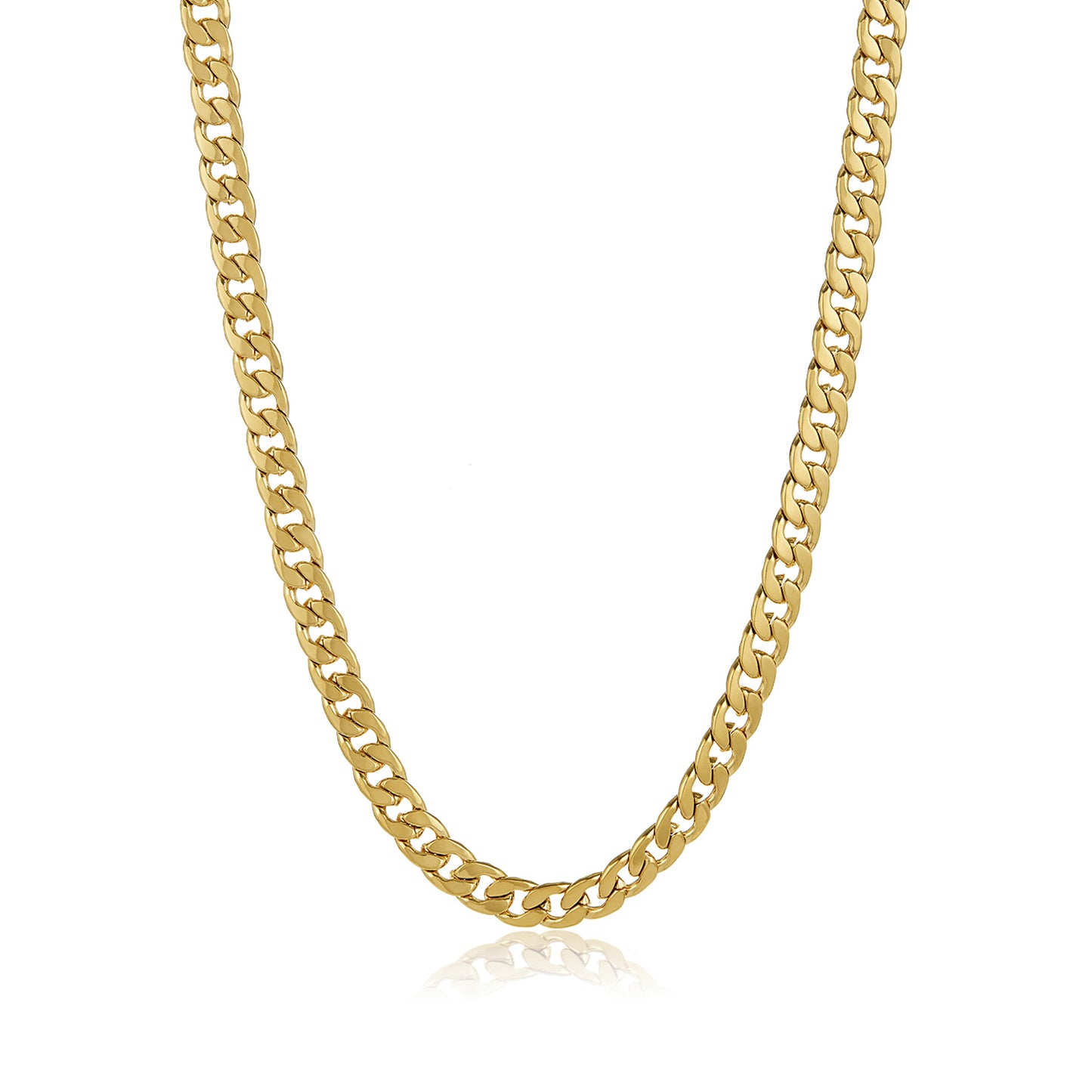 8.9mm 24k Yellow Gold Plated Stainless Steel Flat Cuban Link Curb Chain Necklace