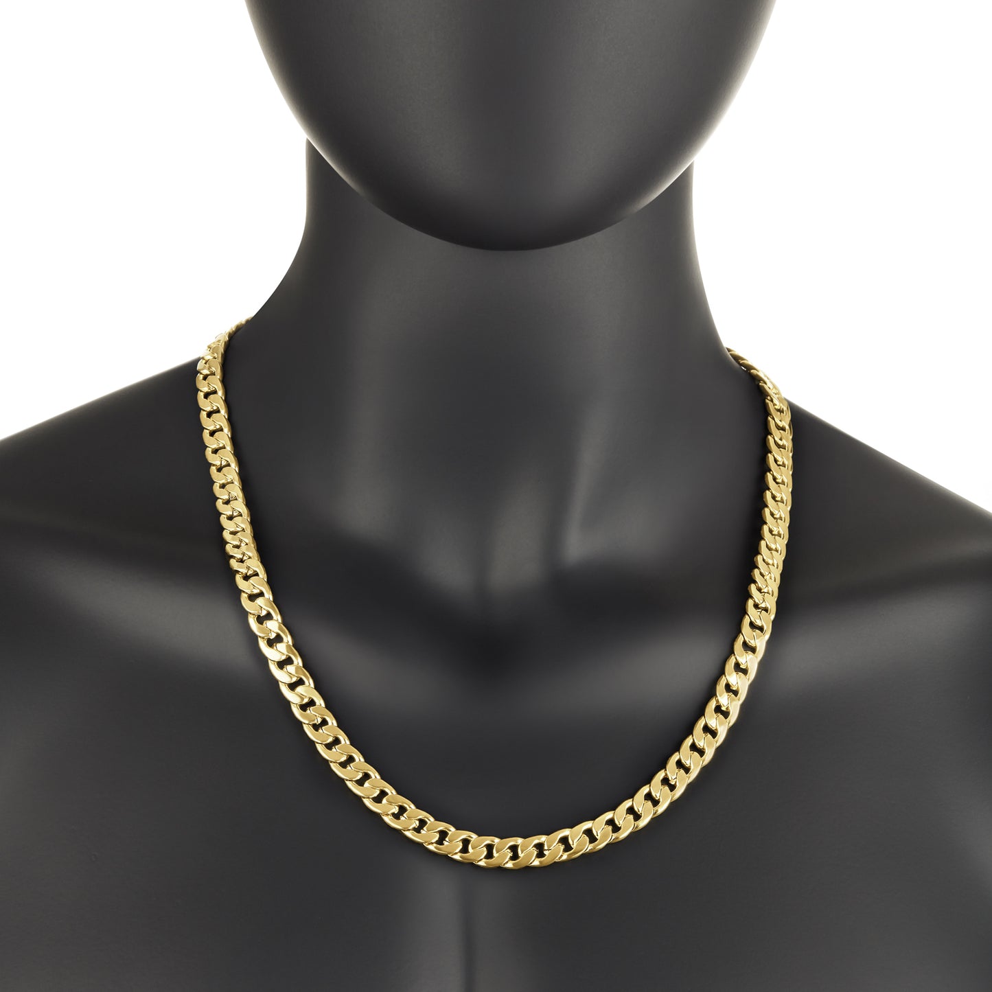 8.9mm 24k Yellow Gold Plated Stainless Steel Flat Cuban Link Curb Chain Necklace