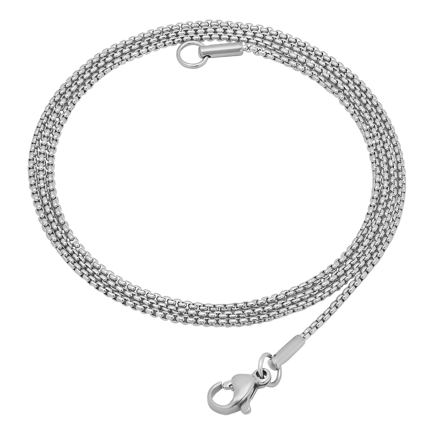 1.5mm High-Polished Stainless Steel Square Box Chain Necklace