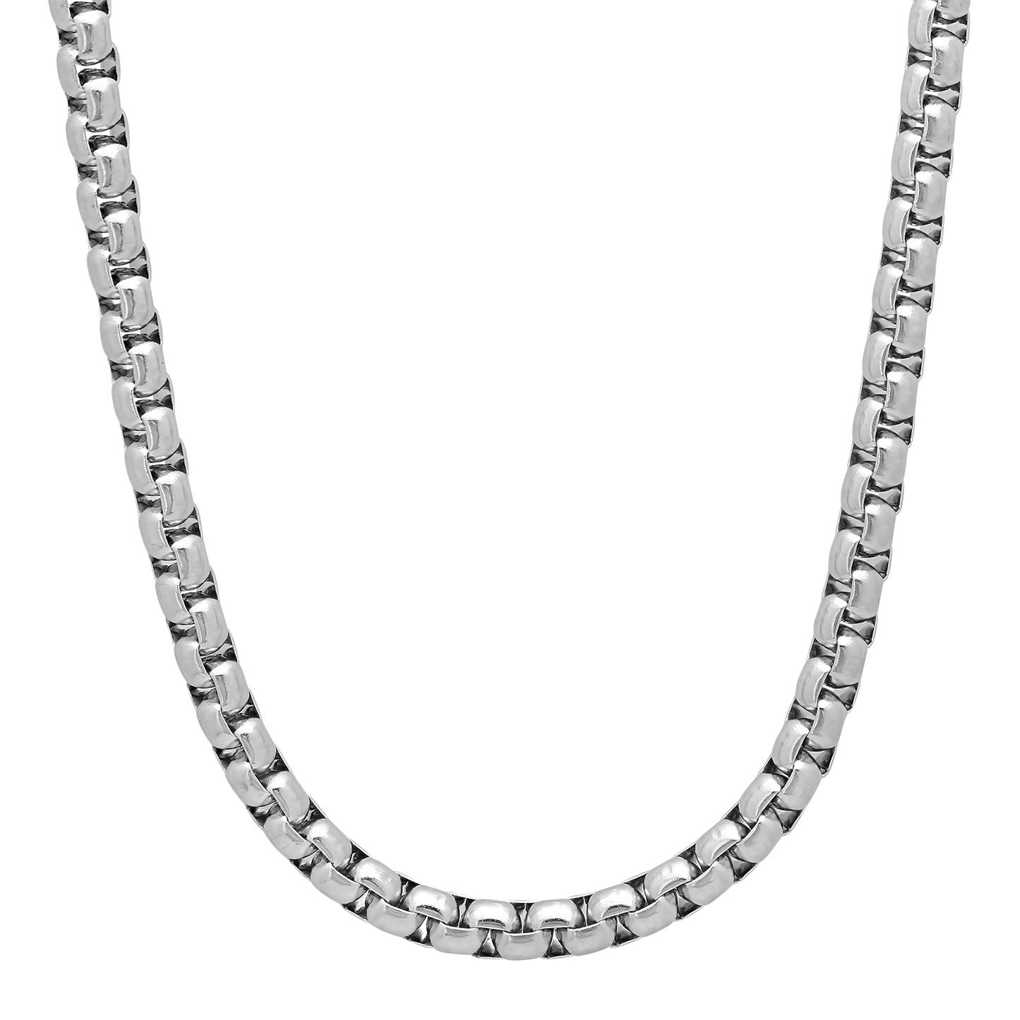 5mm High-Polished Stainless Steel Square Box Chain Necklace