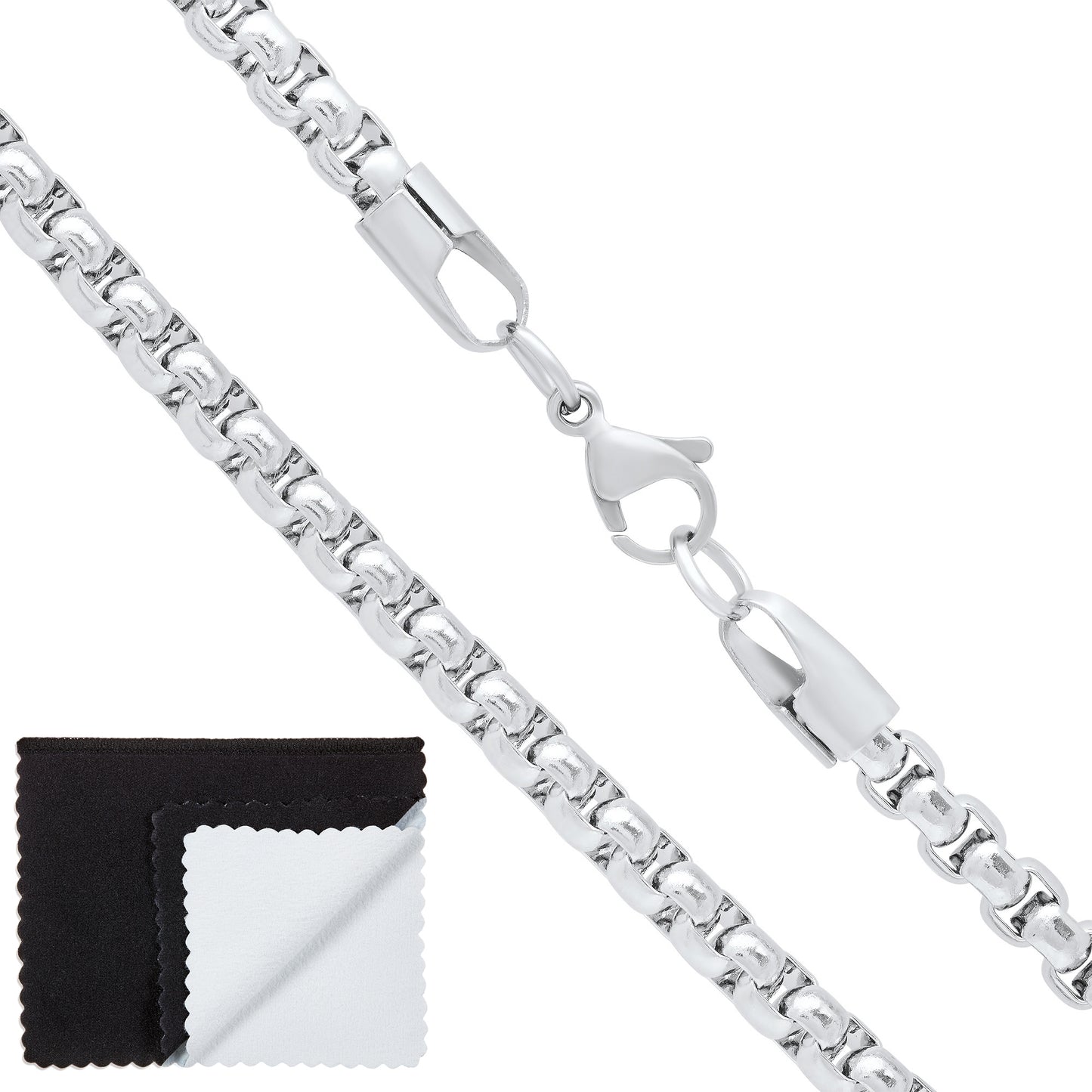 5mm High-Polished Stainless Steel Square Box Chain Necklace