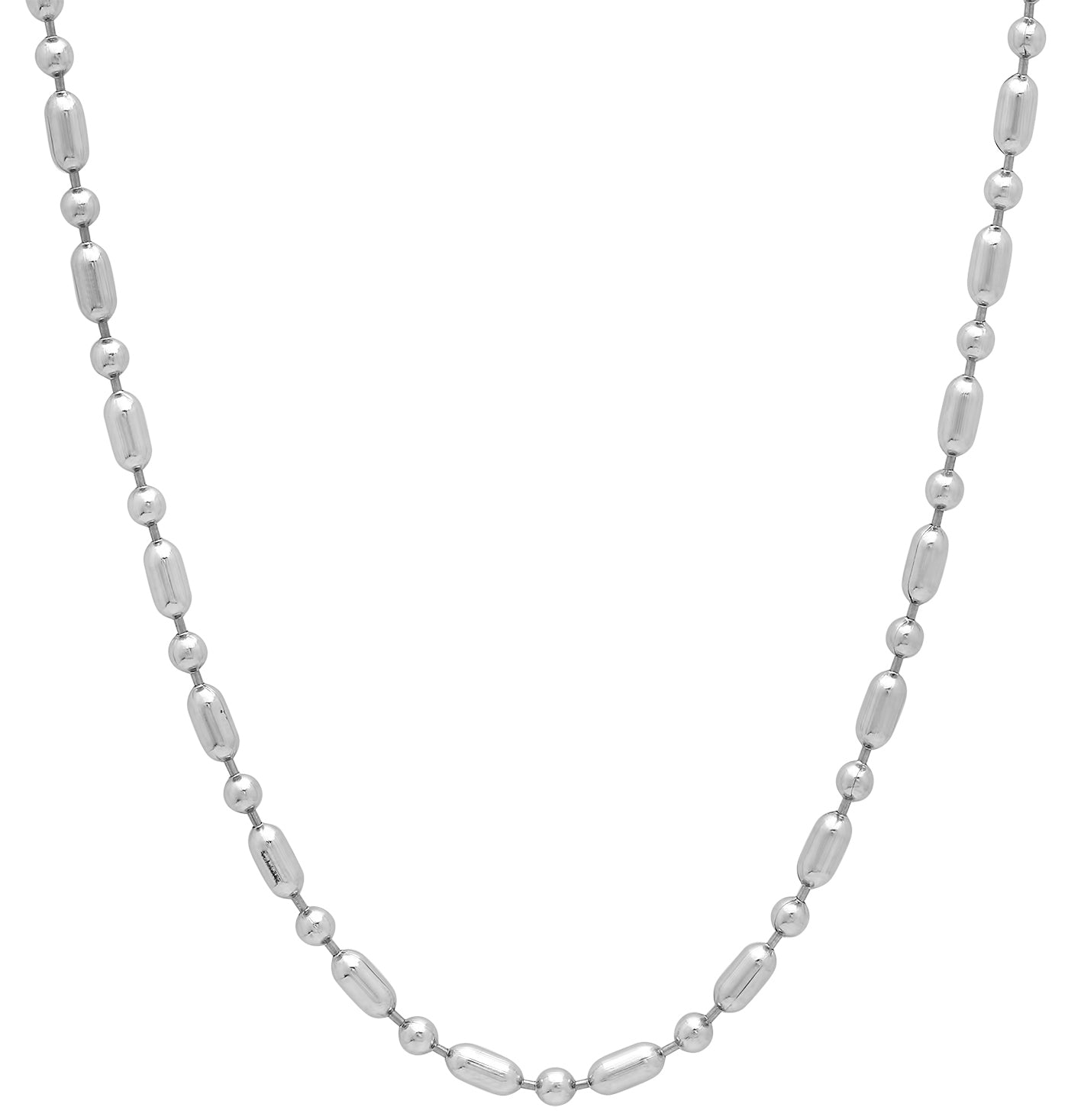 2.3mm High-Polished Stainless Steel Military Ball Chain Necklace