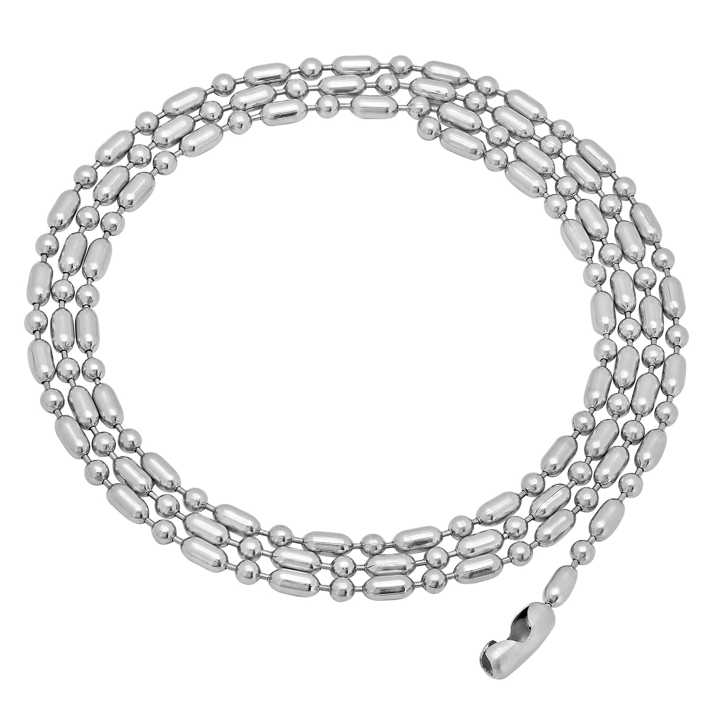 2.3mm High-Polished Stainless Steel Military Ball Chain Necklace + Gift Box