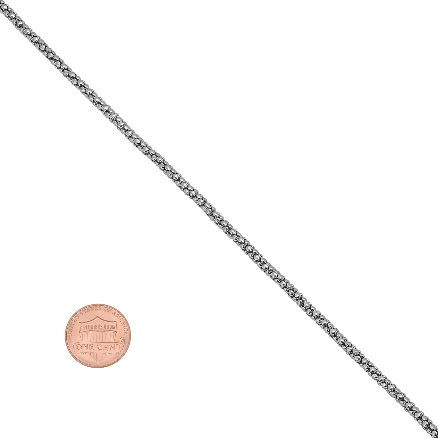 2.4mm High-Polished Stainless Steel Round Popcorn Chain Necklace