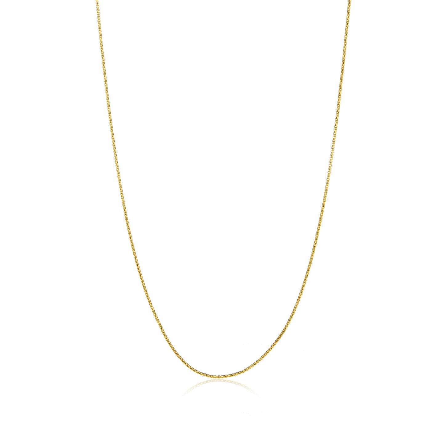 1.3mm 24k Yellow Gold Plated Stainless Steel Square Box Chain Necklace