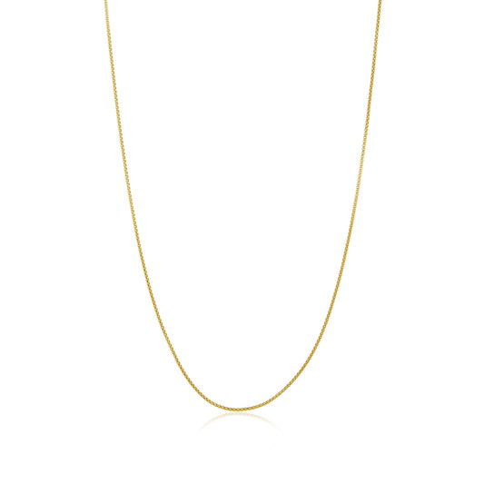 1.3mm 24k Yellow Gold Plated Stainless Steel Square Box Chain Necklace