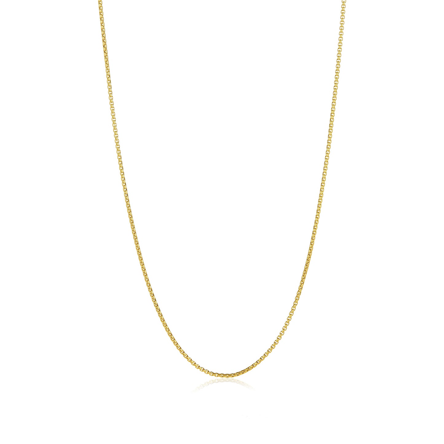 2mm Polished 24k Yellow Gold Plated Stainless Steel Square Box Chain Necklace + Gift Box