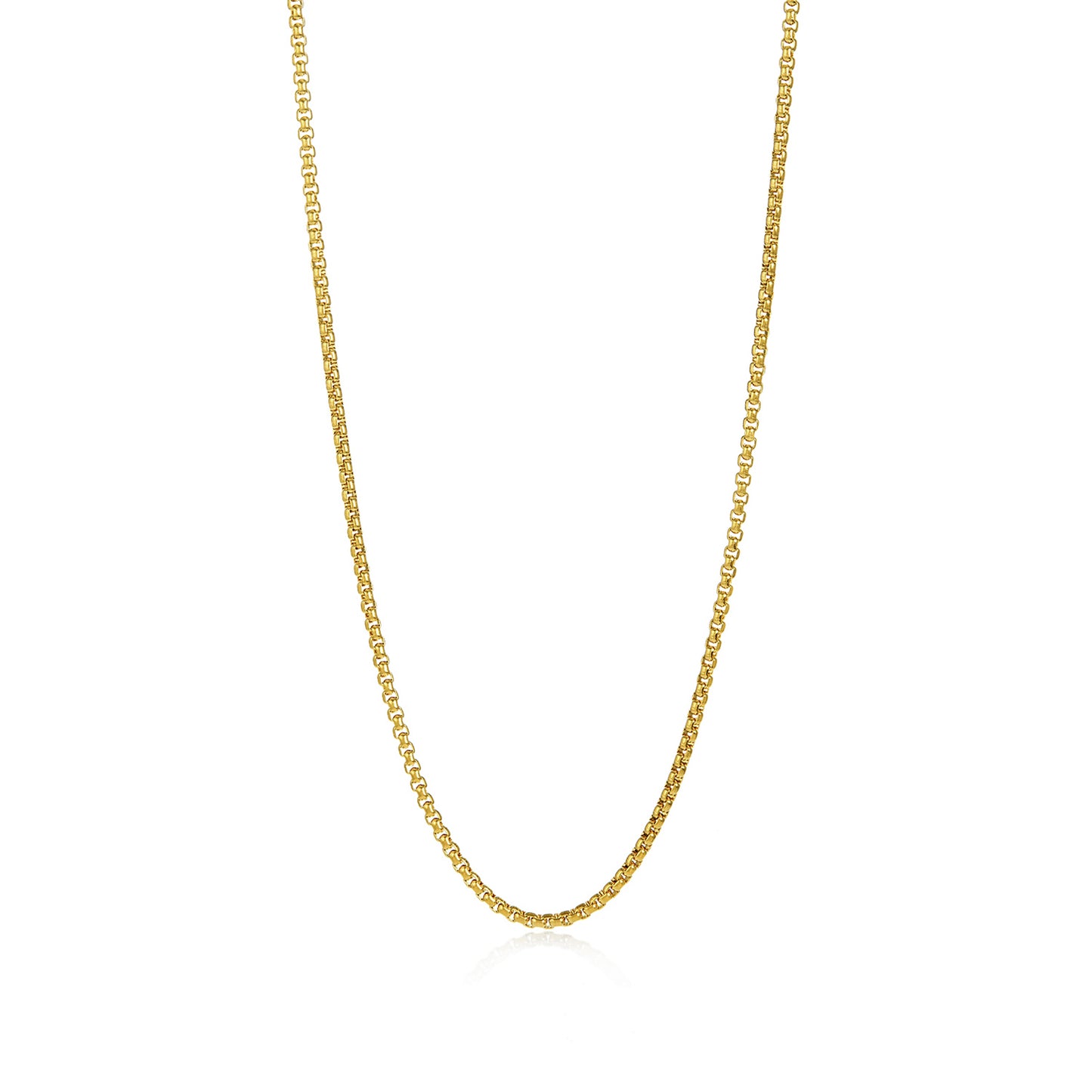 3mm 24k Yellow Gold Plated Stainless Steel Square Box Chain Necklace