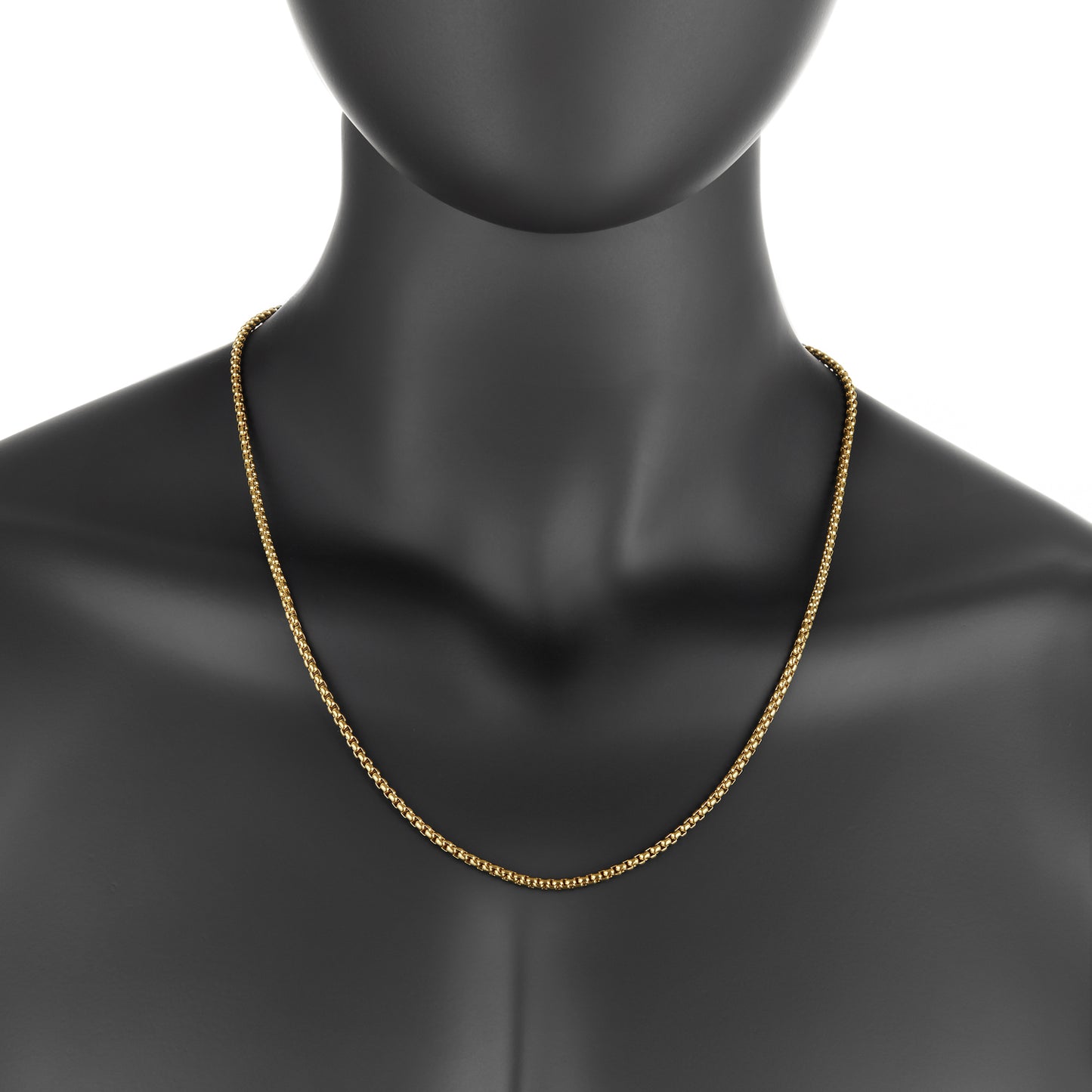 3mm 24k Yellow Gold Plated Stainless Steel Square Box Chain Necklace