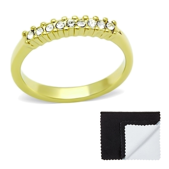 Stainless Steel IP Gold Plated Channeled Cubic Zirconia Band Ring