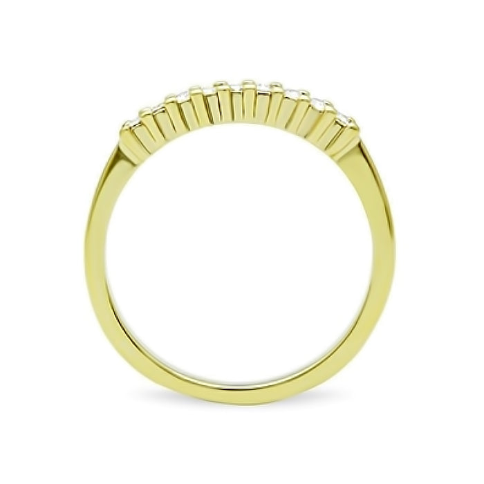 Stainless Steel IP Gold Plated Channeled Cubic Zirconia Band Ring