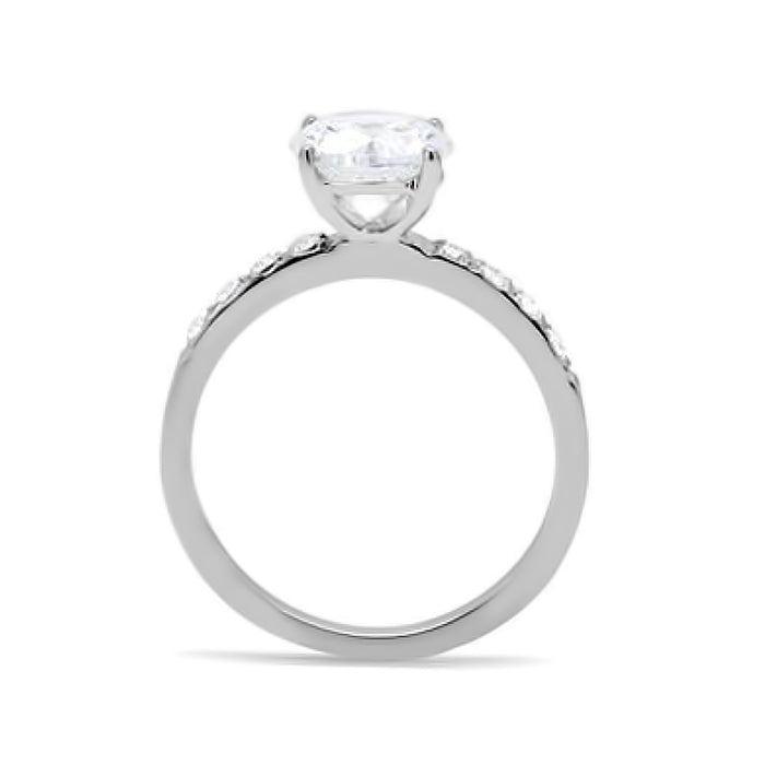 Stainless Steel Solitaire Round Cut Cubic Zirconia Promise Ring