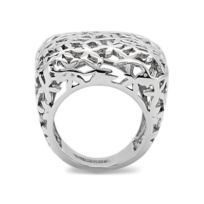 Stainless Steel High Polished Square Floral Cutout Ring