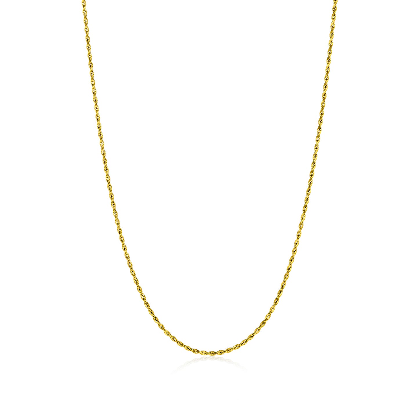 2.2mm 24k Yellow Gold Plated Stainless Steel Twisted Rope Chain Necklace