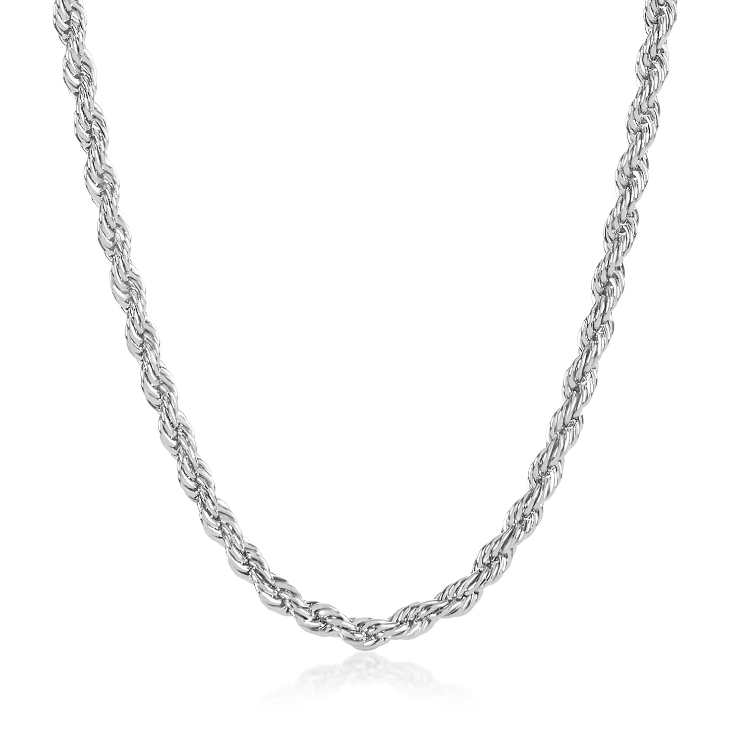 2.5mm High-Polished Stainless Steel Twisted Rope Chain Necklace