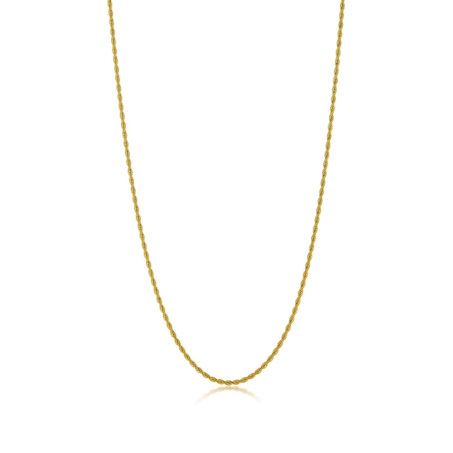 2.5mm 24k Yellow Gold Plated Stainless Steel Twisted Rope Chain Necklace + Gift Box