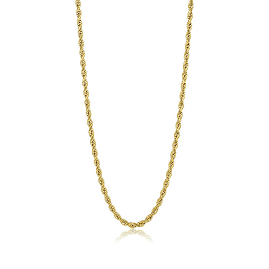 5.9mm 24k Yellow Gold Plated Stainless Steel Twisted Rope Chain Necklace + Gift Box