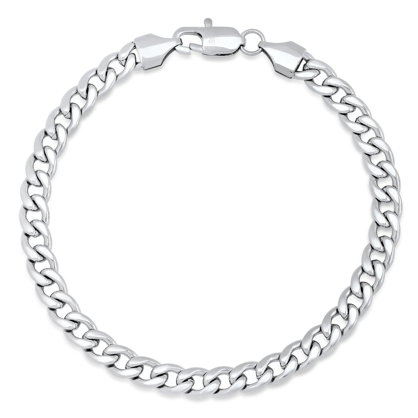 Men's 6.6mm High-Polished Stainless Steel Flat Curb Chain Bracelet