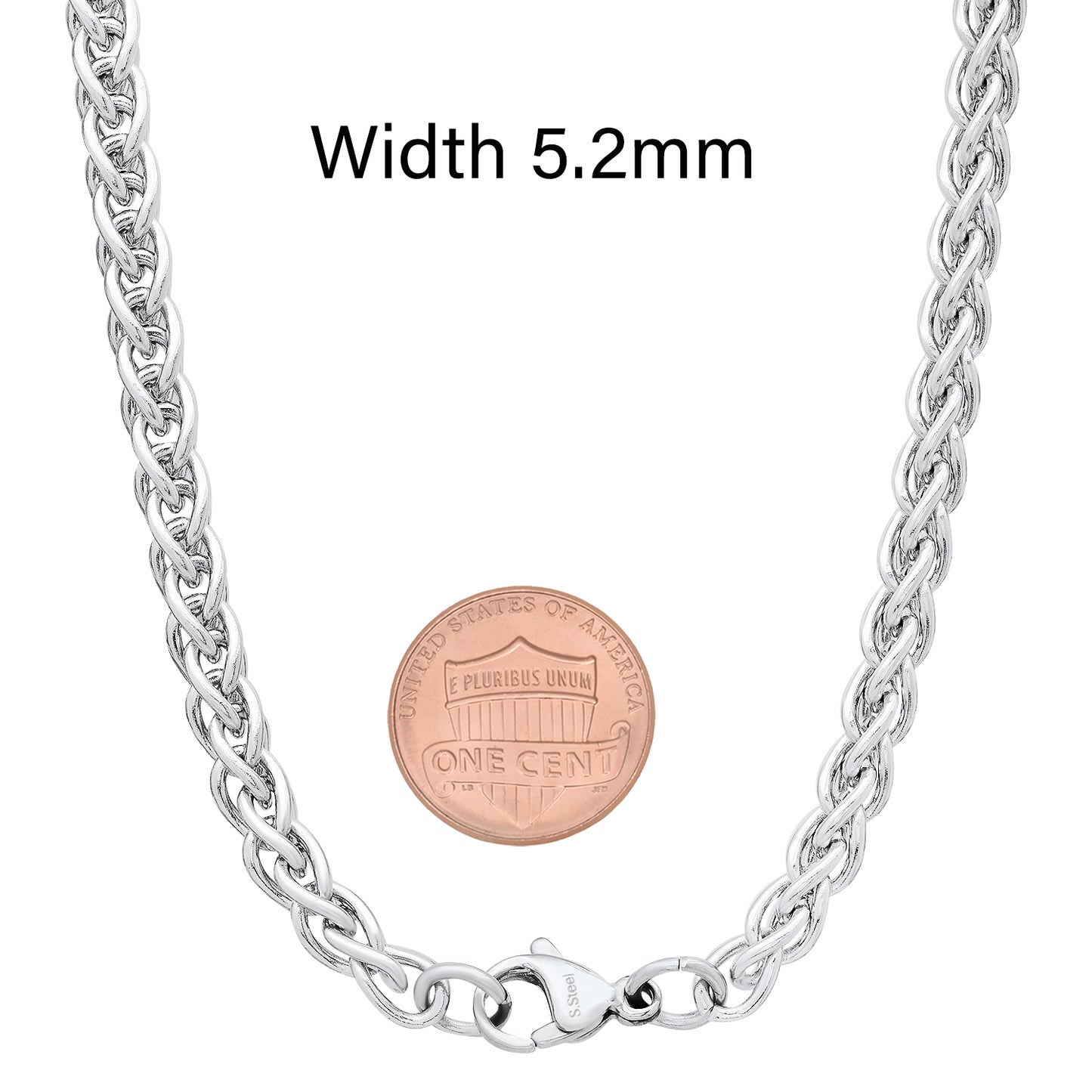 Men's 5.2mm High-Polished Stainless Steel Basket Weave Chain Necklace