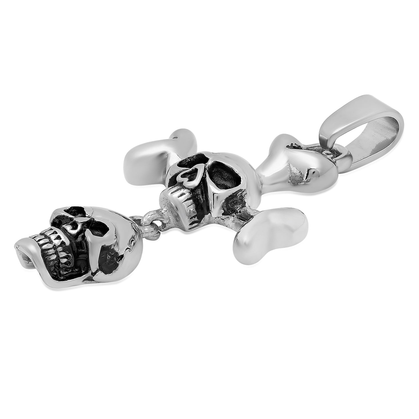 Highly Polished 28.8mm Stainless Steel Cross Of Bones & Skulls Pendant