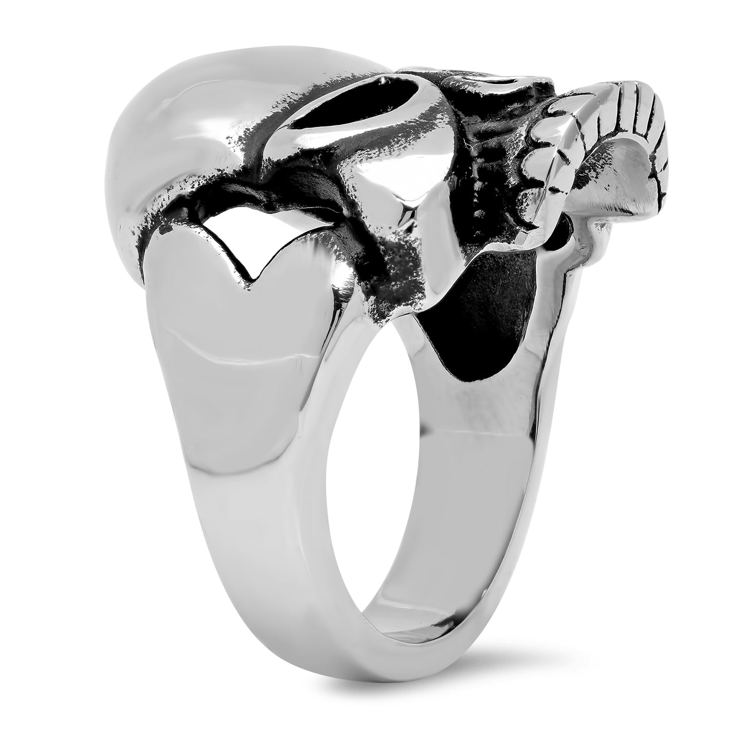 23mm Stainless Steel Jawless Skull Biker Ring