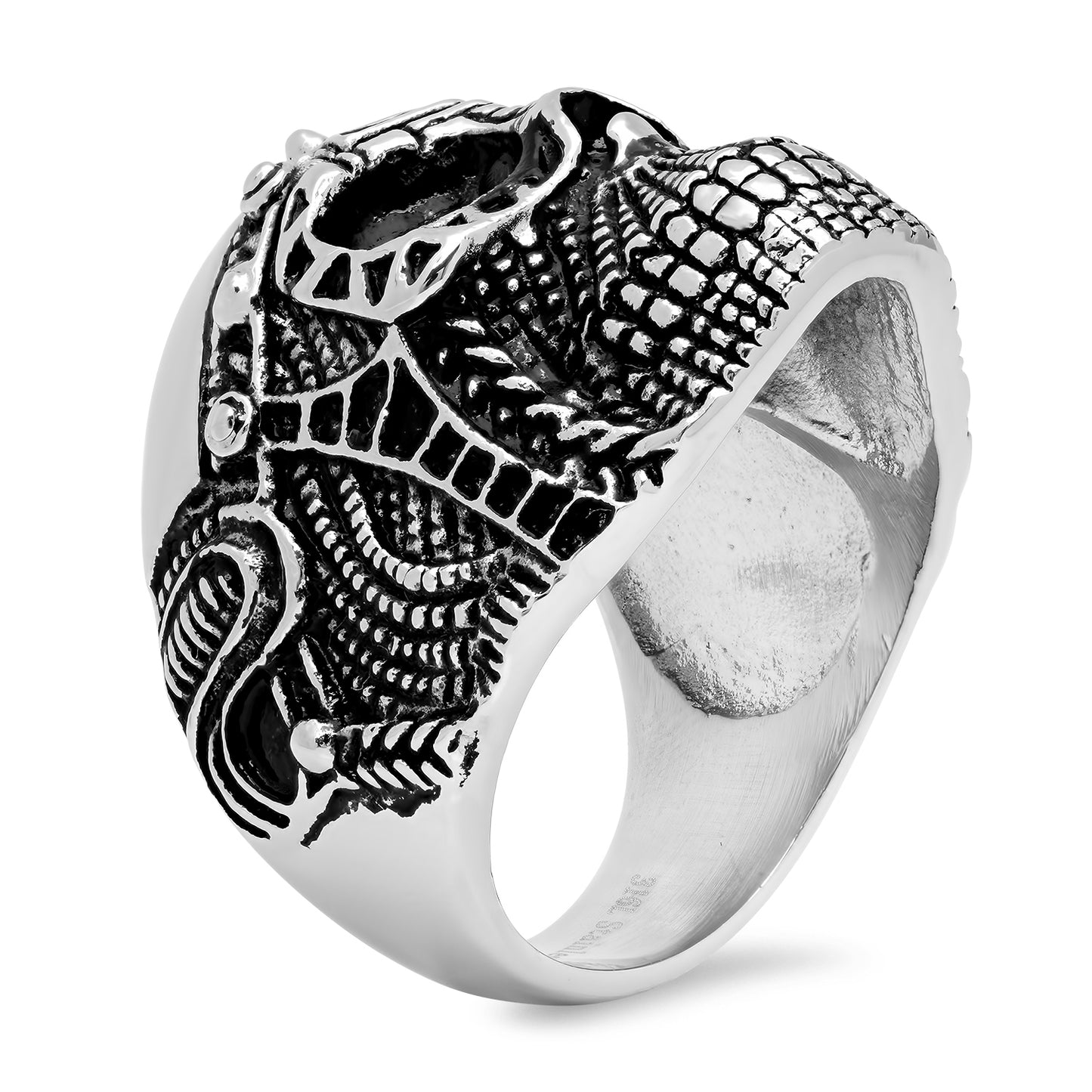 Stainless Steel Armored Warrior Skull Biker Ring