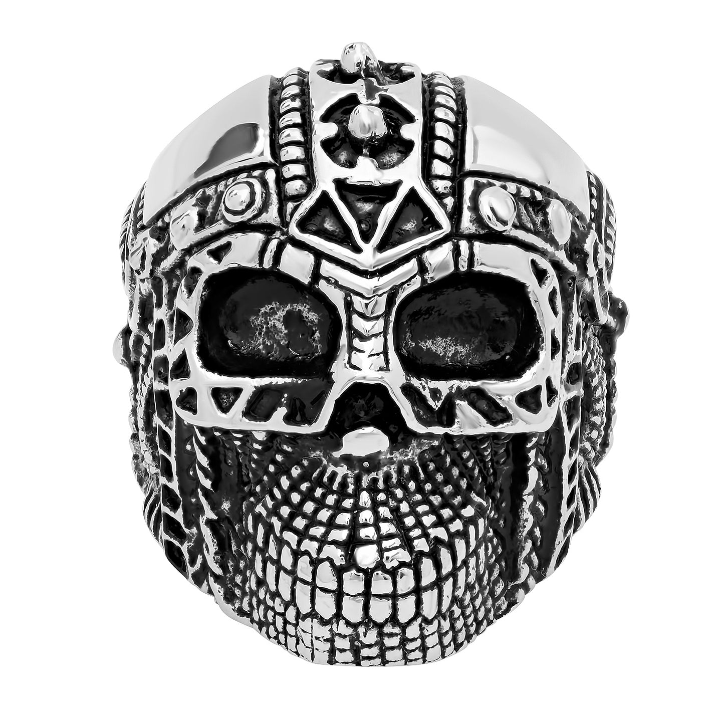 Stainless Steel Armored Warrior Skull Biker Ring