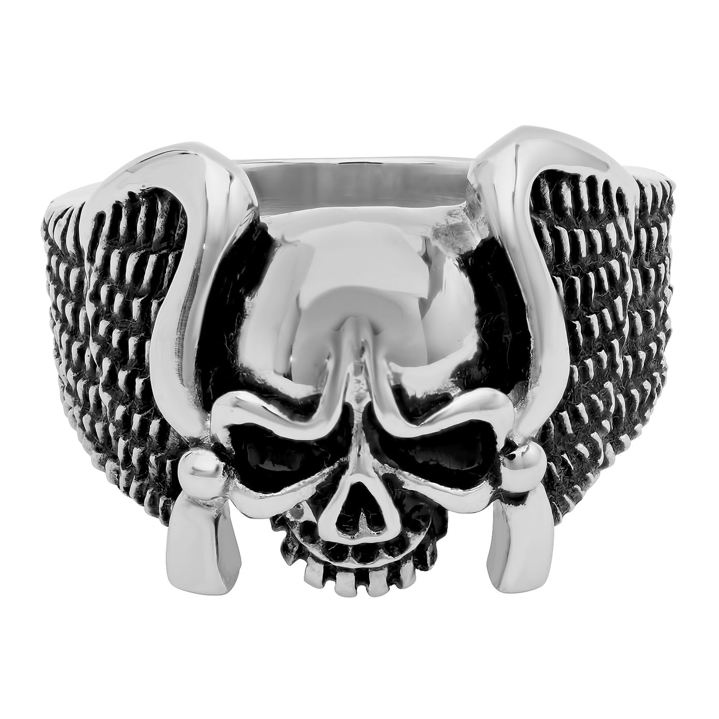 19mm Stainless Steel Winged Skull Biker Ring