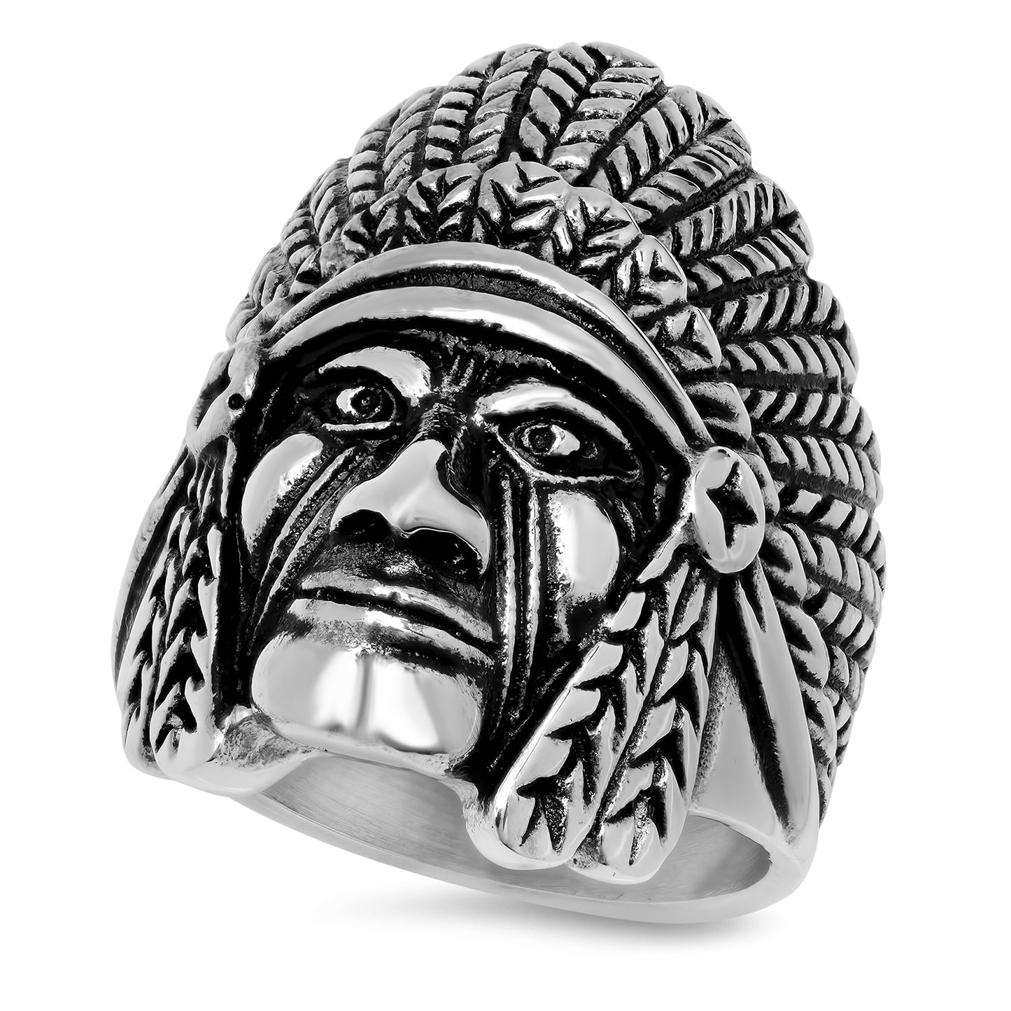 30.5mm Stainless Steel Chief In Headdress Ring