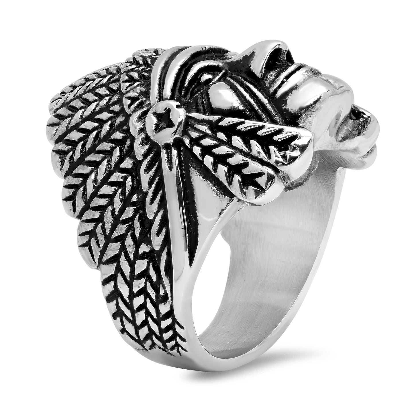 30.5mm Stainless Steel Chief In Headdress Ring