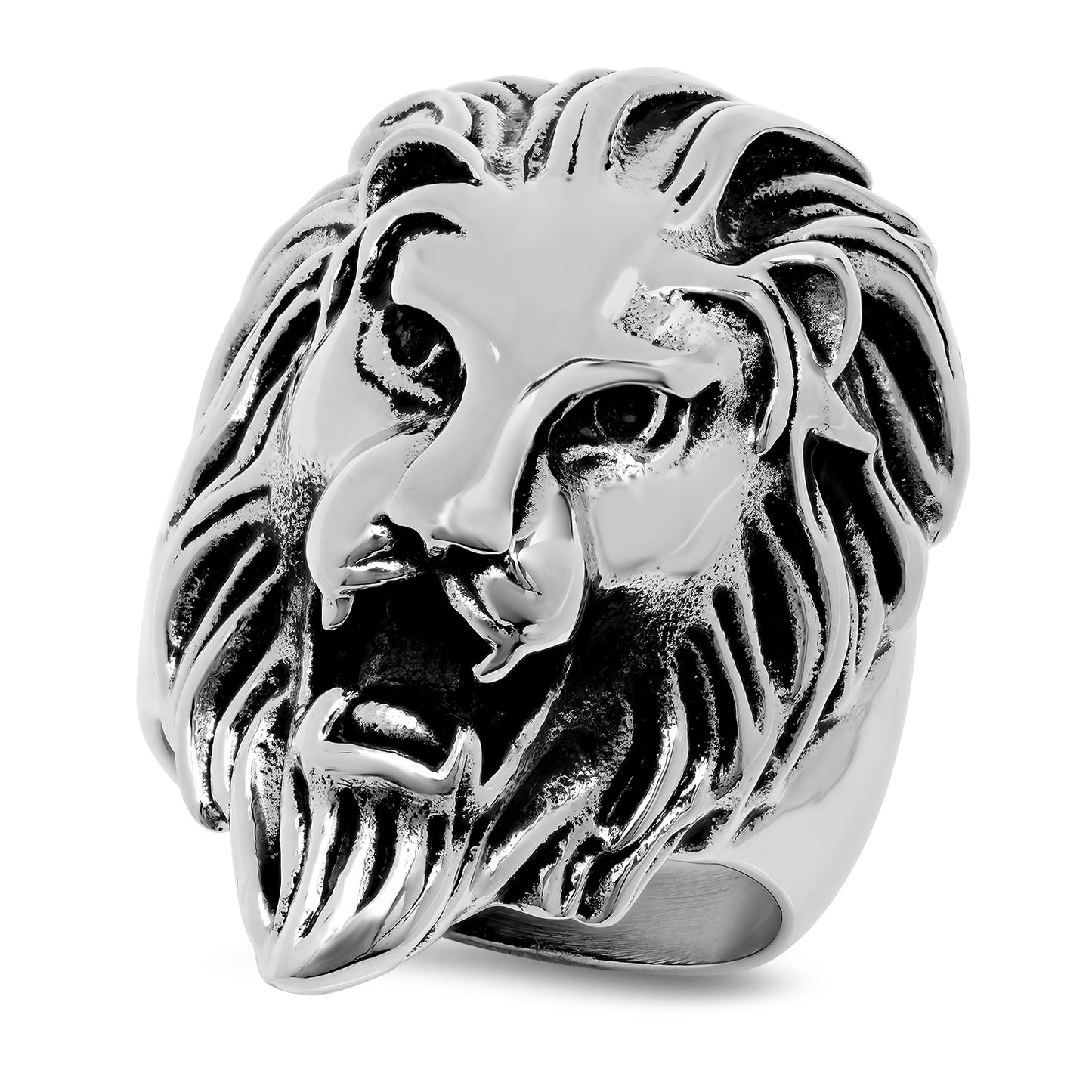 32.5mm Stainless Steel Roaring Lion Head Ring