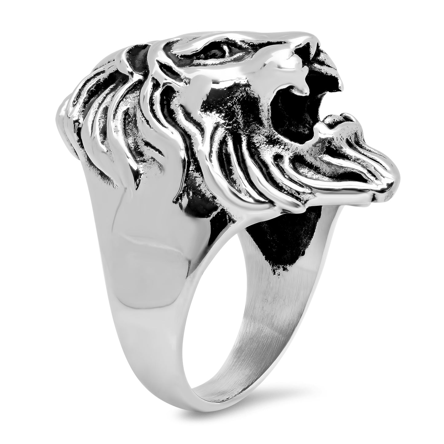 32.5mm Stainless Steel Roaring Lion Head Ring