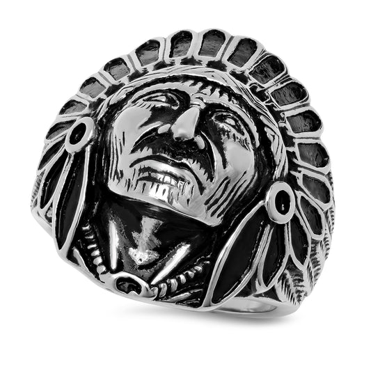 26.4mm Stainless Steel Chief In Headdress Ring