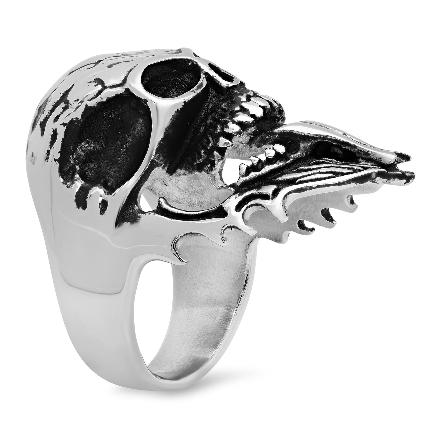 Stainless Steel Skull w/Stuck-Out Tongue Ring + Microfiber (SKU: ST-SKR120)