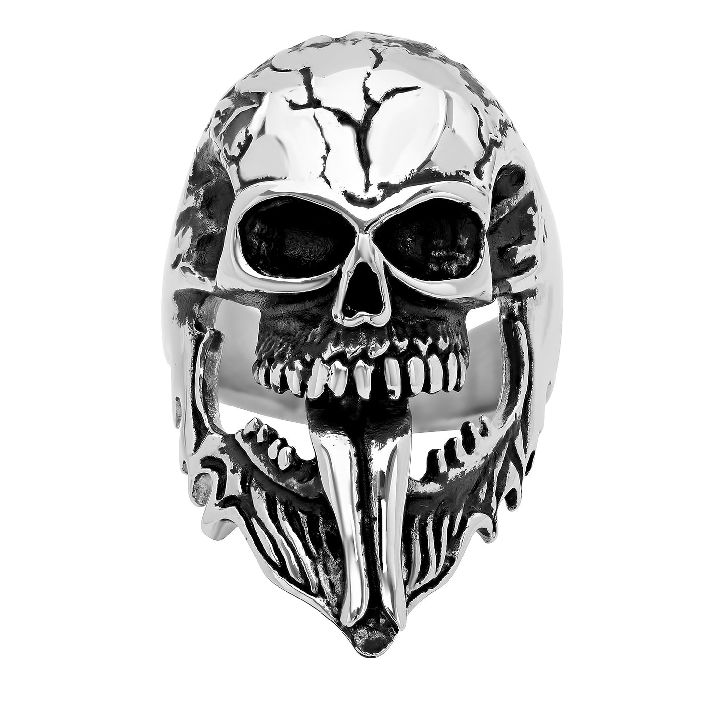 Stainless Steel Skull w/Stuck-Out Tongue Ring + Microfiber (SKU: ST-SKR120)