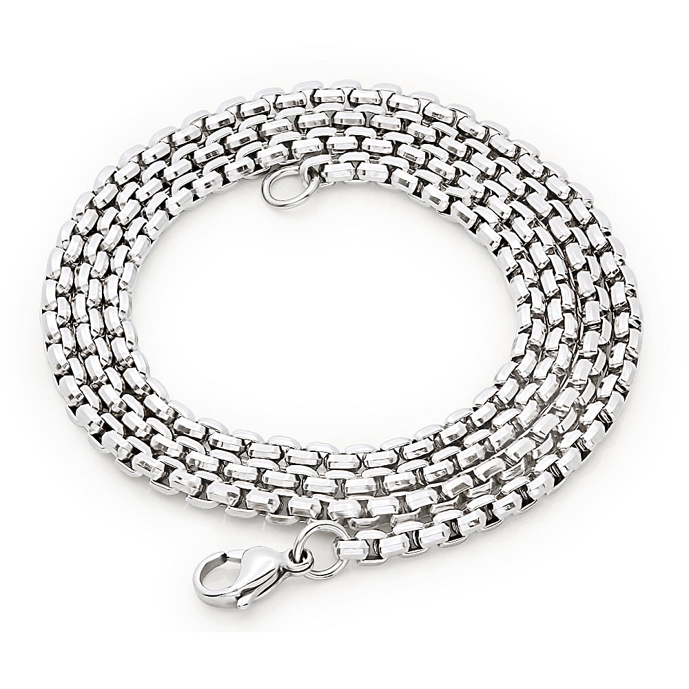 3.5mm High-Polished Stainless Steel Square Box Chain Necklace