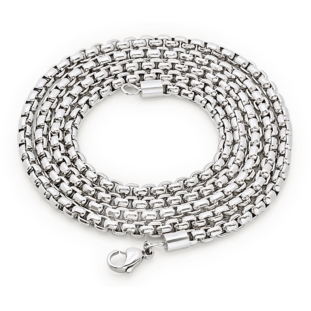 4.5mm High-Polished Stainless Steel Square Box Chain Necklace