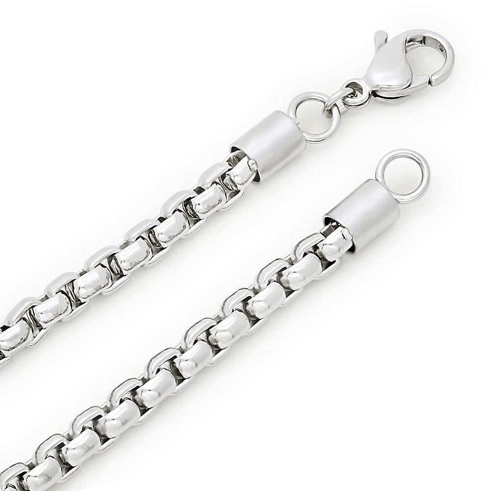 4.5mm High-Polished Stainless Steel Square Box Chain Necklace