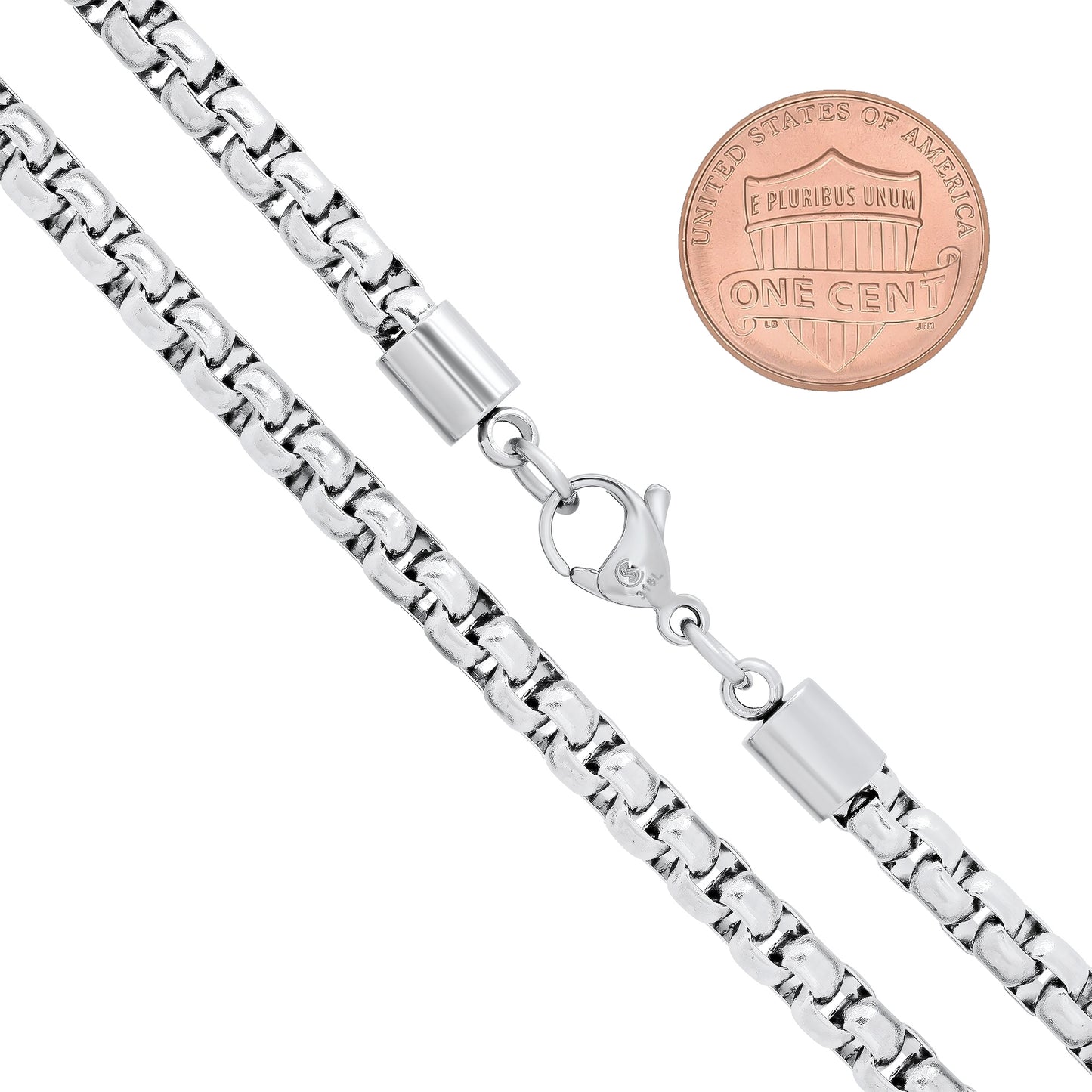 5mm High-Polished Stainless Steel Square Box Chain Necklace