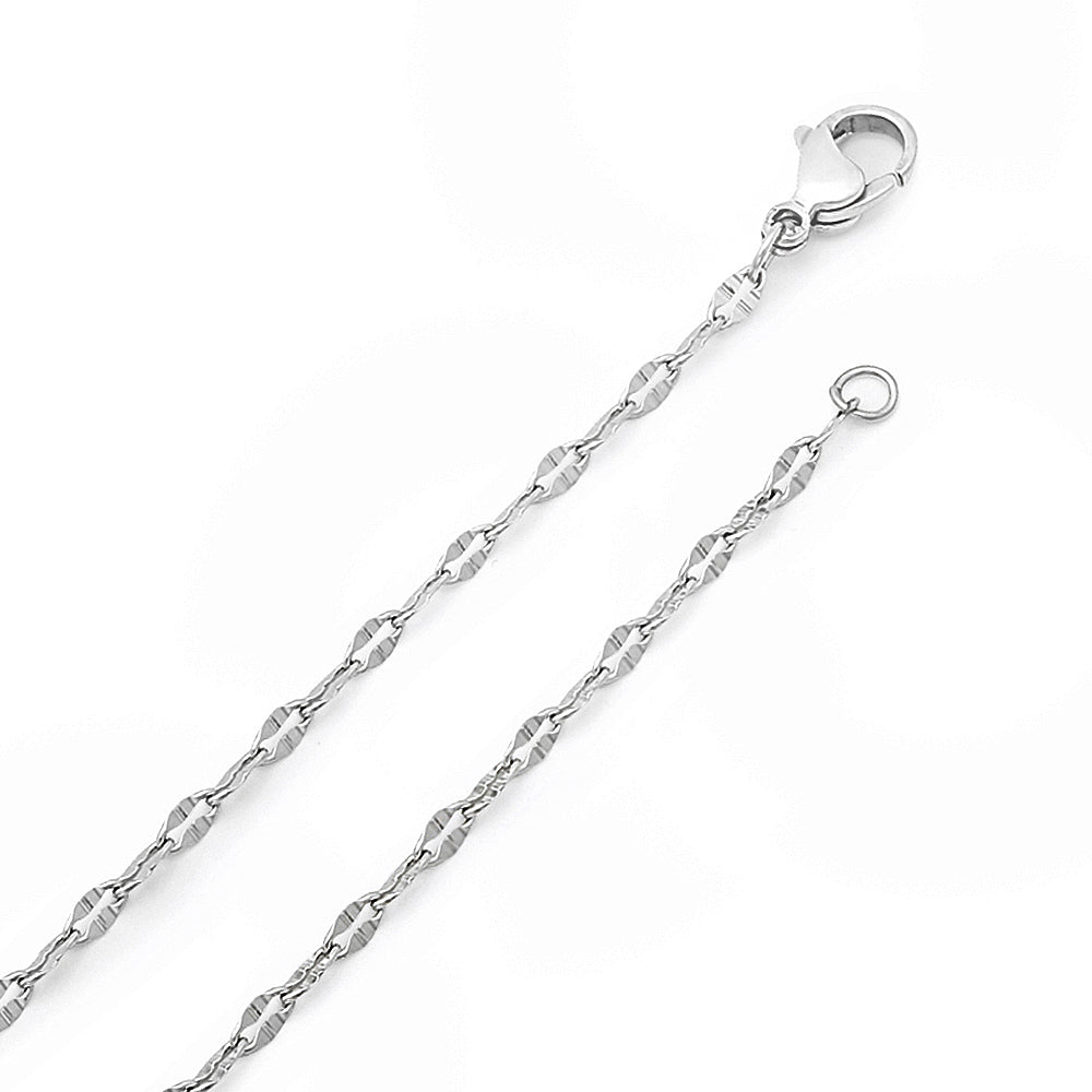 2mm High-Polished Stainless Steel Cable Fancy Link Chain Necklace