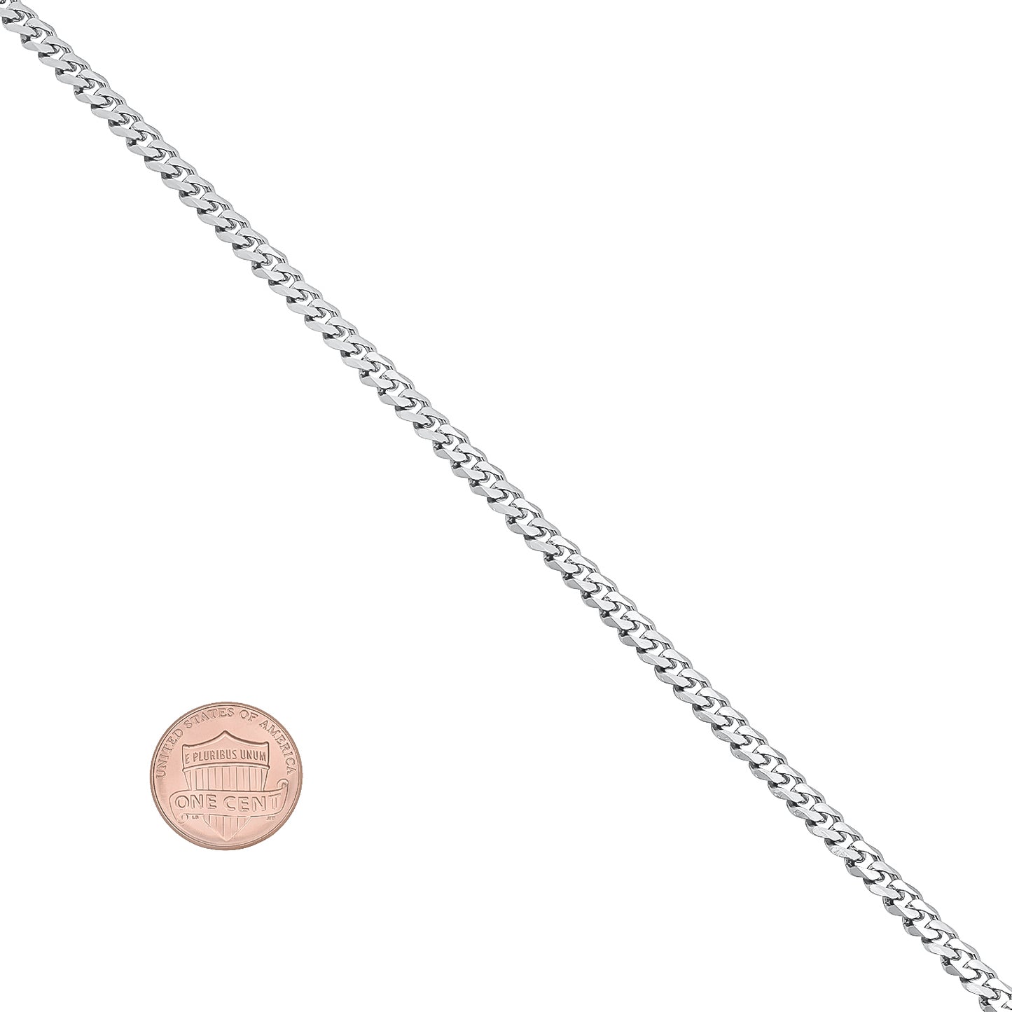 3.5mm High-Polished Stainless Steel Beveled Curb Chain Necklace, 20'-30' (SKU: ST-SSCRB100)