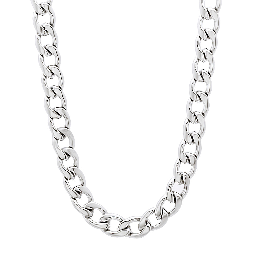 5mm High-Polished Stainless Steel Flat Cuban Link Curb Chain Necklace