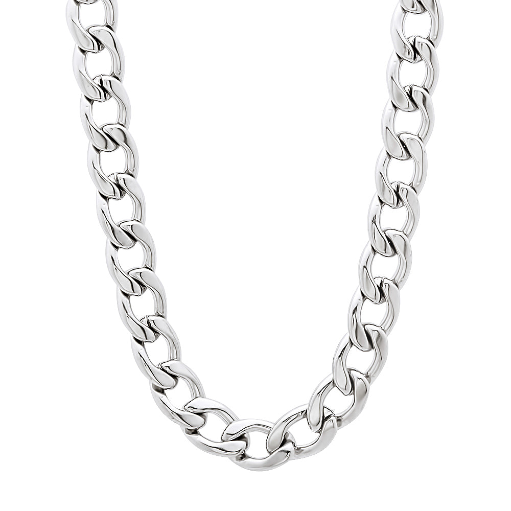 6mm High-Polished Stainless Steel Flat Cuban Link Curb Chain Necklace