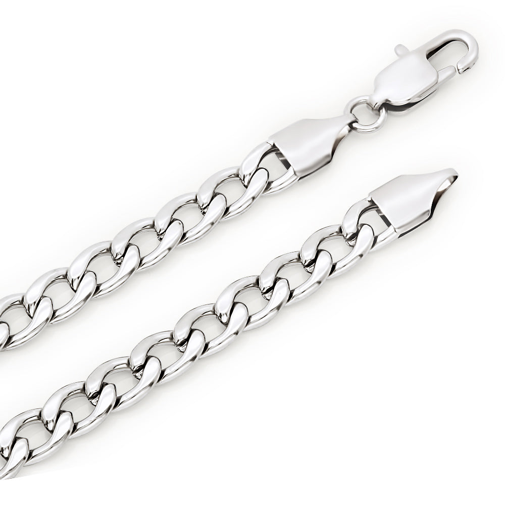 6mm High-Polished Stainless Steel Flat Cuban Link Curb Chain Necklace