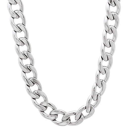 6.7mm High-Polished Stainless Steel Flat Cuban Link Curb Chain Necklace + Gift Box