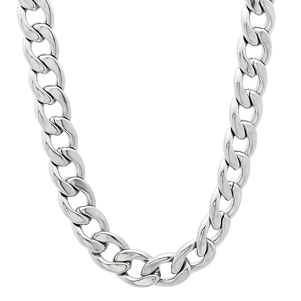 6.7mm High-Polished Stainless Steel Flat Cuban Link Curb Chain Necklace