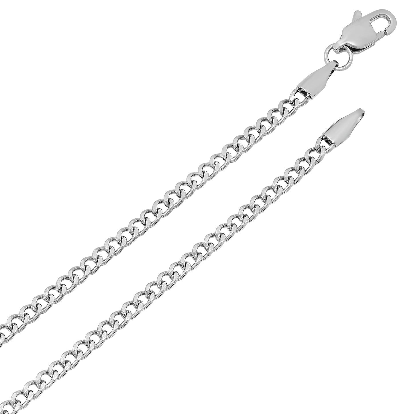 3mm High-Polished Stainless Steel Beveled Curb Chain Necklace