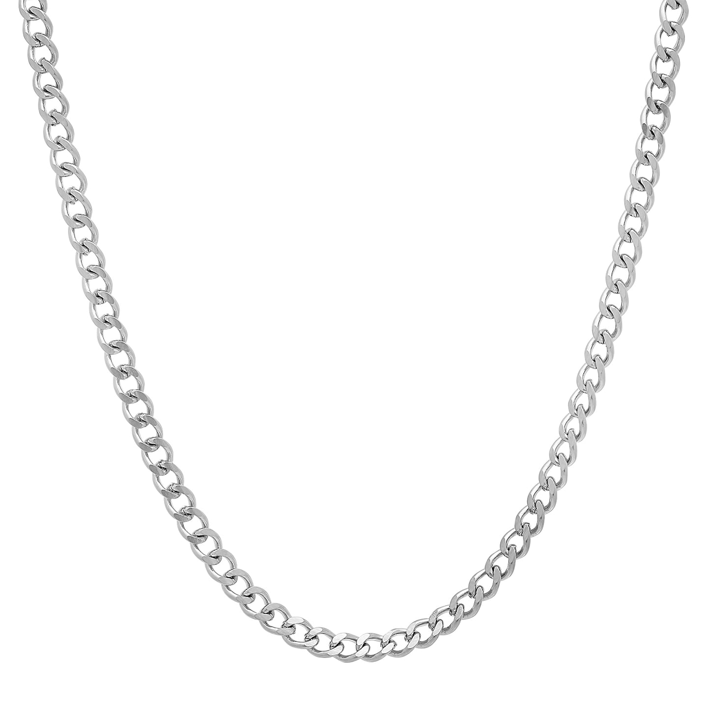 3mm High-Polished Stainless Steel Beveled Curb Chain Necklace