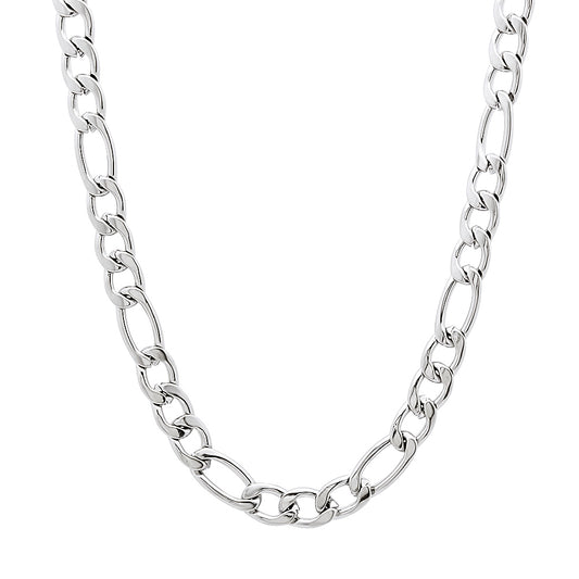 4.5mm High-Polished Stainless Steel Flat Figaro Chain Necklace