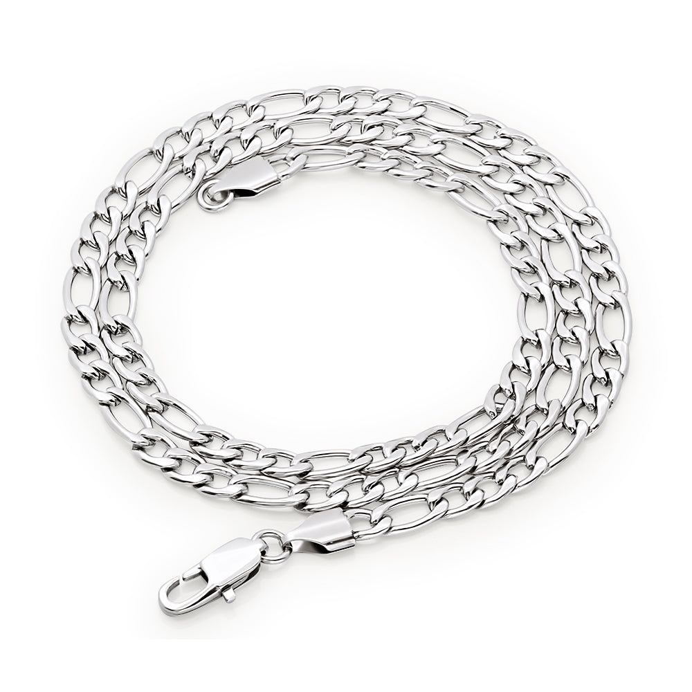 4.5mm High-Polished Stainless Steel Flat Figaro Chain Necklace